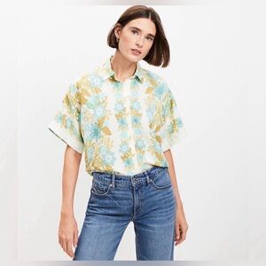 Loft: Linen Blend Button-Down Size Small Petite